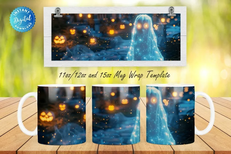 3D Halloween Ghost 11, 12 & 15 Oz Mug Sublimation