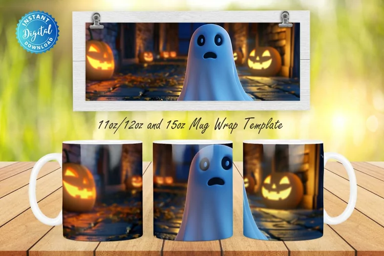 3D Halloween Ghost 11, 12 & 15 Oz Mug Sublimation