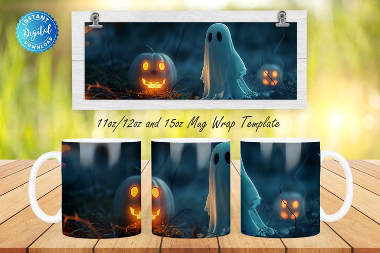 3D Halloween Ghost 11, 12 & 15 Oz Mug Sublimation