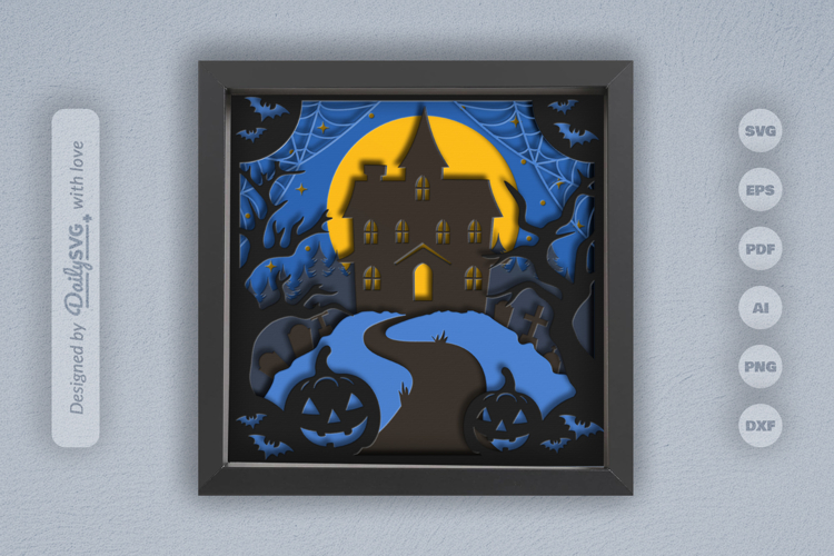 3D Halloween Haunted House Layered Papercut