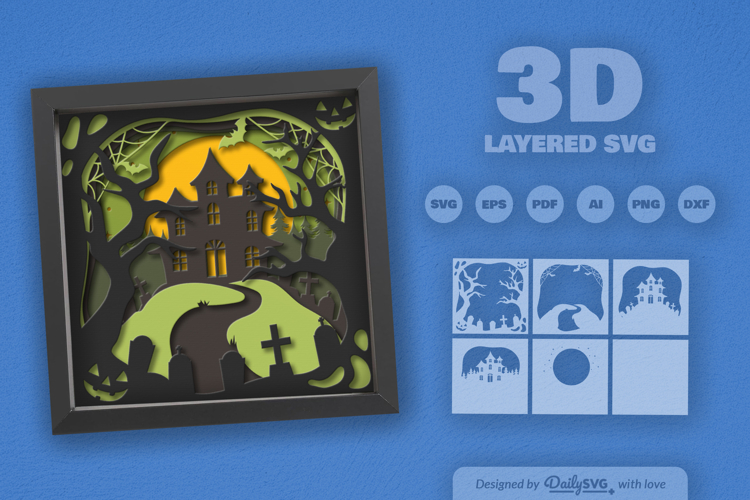 3D Halloween Haunted House Layered Papercut
