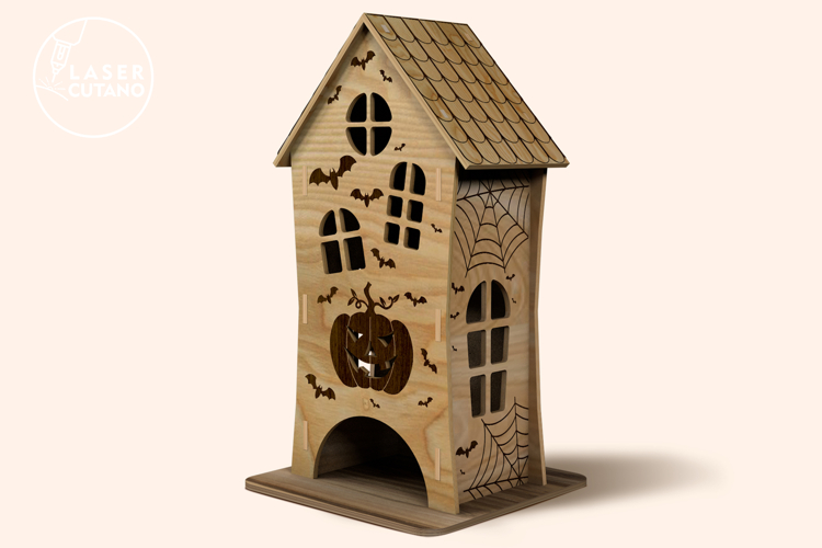 Halloween House Lantern - Laser Cut - Haunted Pumpkin House