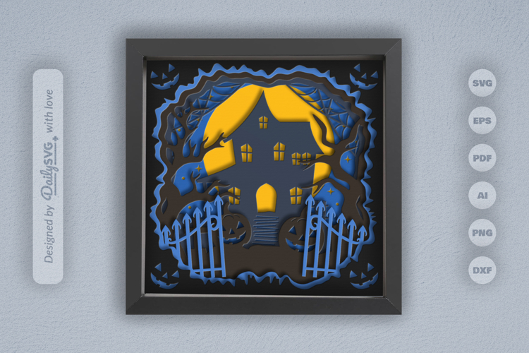3D Halloween Haunted House Layered Papercut