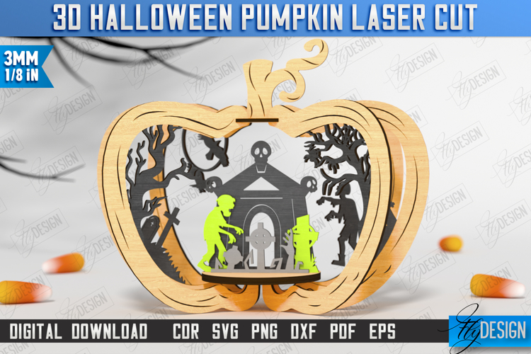 3D Halloween Pumpkin Laser Cut|Halloween Decorations |Zombie