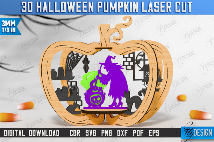 3D Halloween Pumpkin Laser Cut| Halloween Decorations |Witch