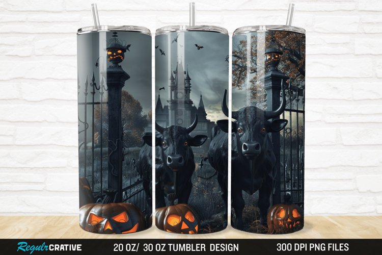 3D Halloween Spooky Cow 20/30oz Skinny Tumbler