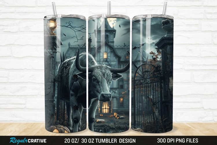 3D Halloween Spooky Cow 20/30oz Skinny Tumbler