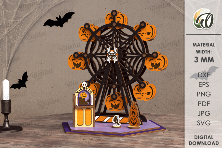 3D Halloween Stand Laser Cut. Halloween Decor SVG