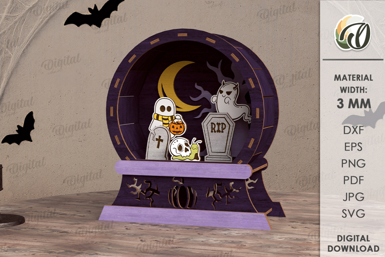 3D Halloween Stand Laser Cut. Halloween Decor SVG