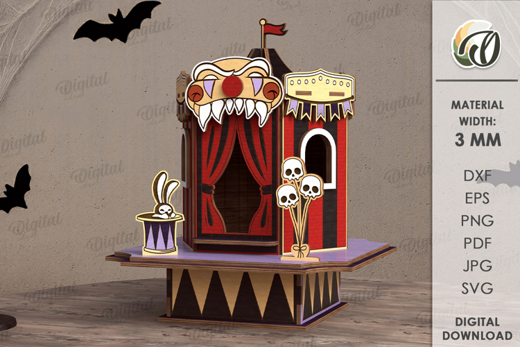 3D Halloween Stand Laser Cut. Halloween Decor SVG