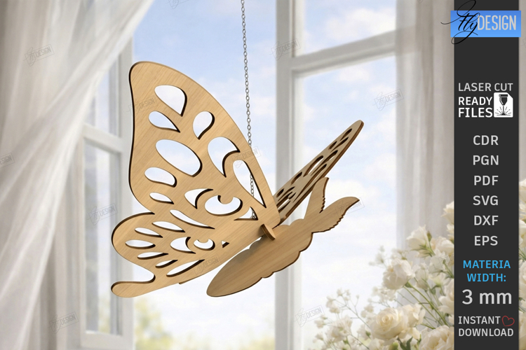 3D Butterfly Laser Cut | Hanging Ornament | Home Decor | CNC