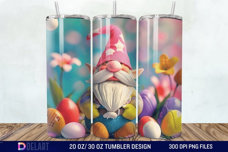 3D Happy Easter Day Gnome Tumbler Wrap