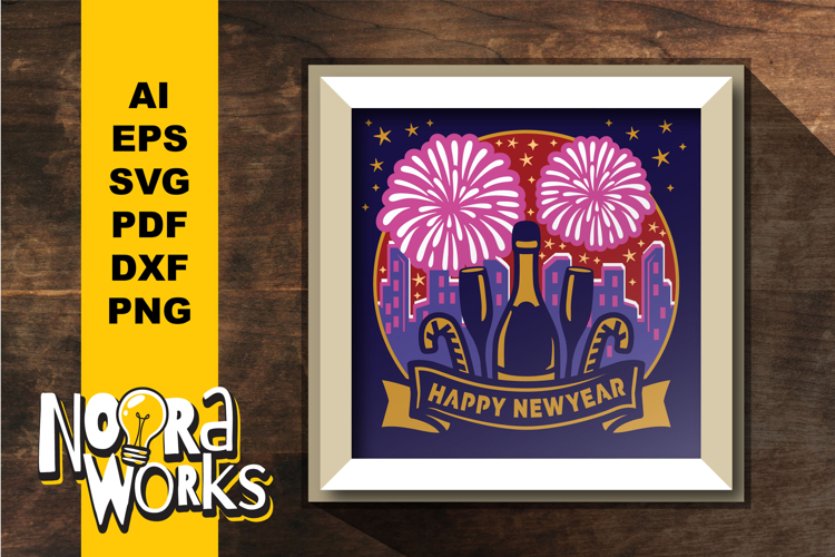 3D HAPPY NEW YEAR SVG SHADOW BOX