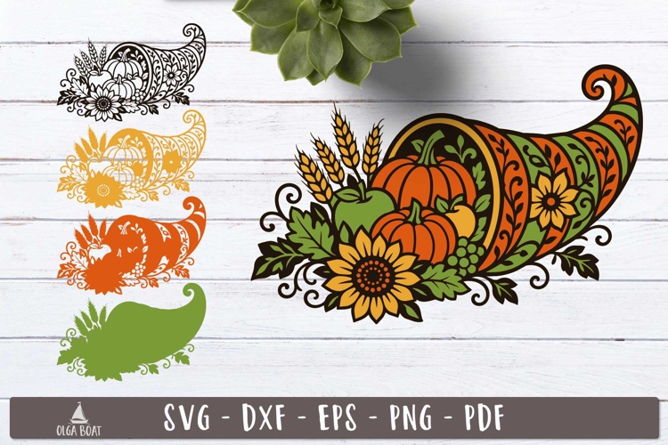 3d Harvest Cornucopia Layered SVG design