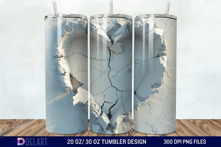 3D Heart Hole In A Wall Tumbler Wrap example image 1