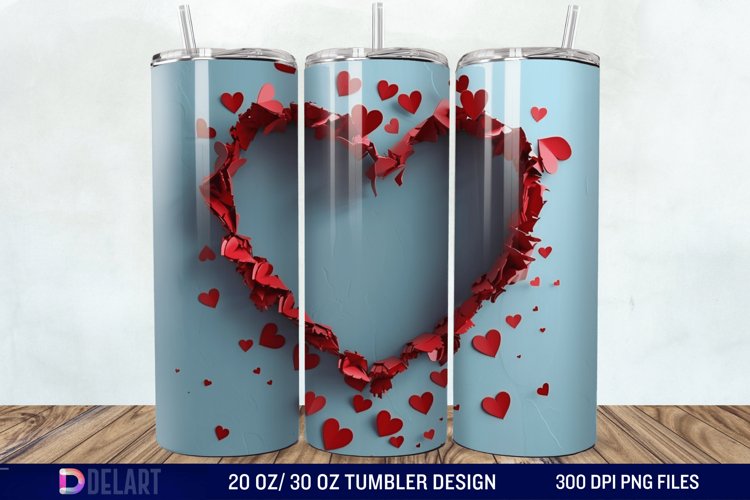 3D Heart Hole In A Wall Tumbler Wrap example image 1