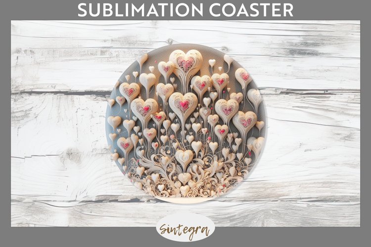 3D Love Hearts v1 Round Coaster Sublimation example image 1