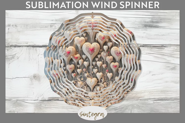 3D Love Hearts v1 Wind Spinner Sublimation