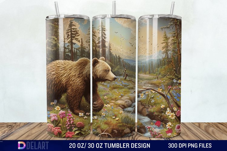 3D Hole In A Wall Bear Landscape Tumbler Wrap example image 1