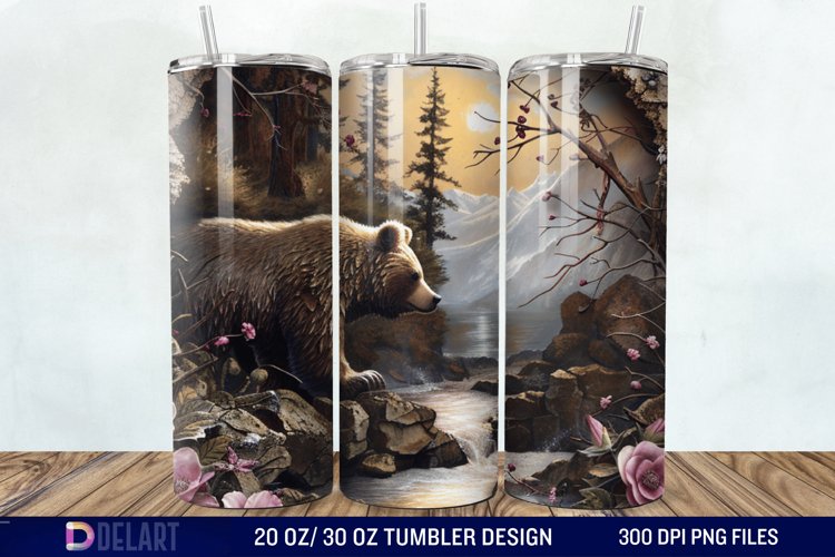 3D Hole In A Wall Bear Landscape Tumbler Wrap example image 1