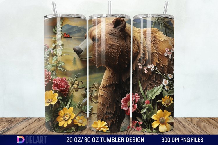 3D Hole In A Wall Bear Landscape Tumbler Wrap example image 1