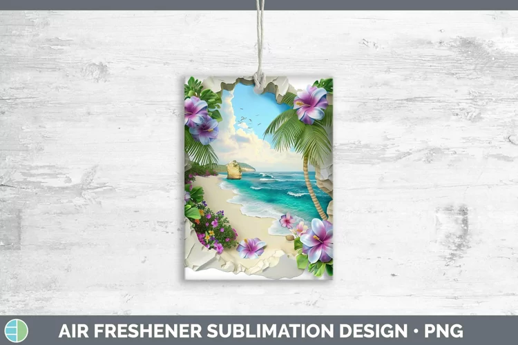 3D Hole in the Wall Beach Air Freshener | Sublimation Car Fr