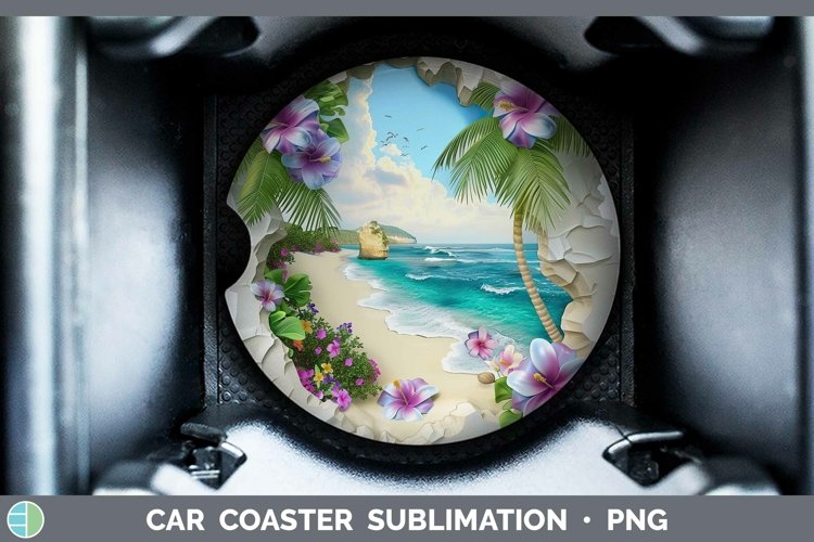 3D Hole in the Wall Beach Car Coaster | Sublimation Coaster
