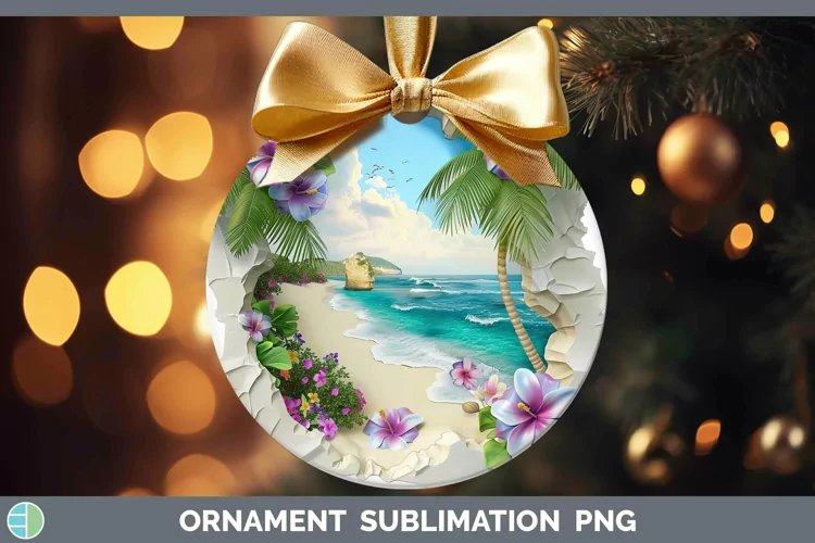 3D Hole in the Wall Beach Ornament | Sublimation Bauble Desi
