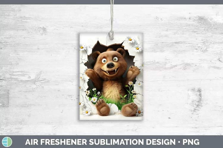 3D Hole in the Wall Bear Air Freshener Sublimation Car Fresh