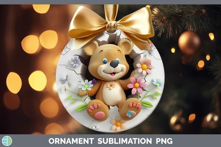 3D Hole in the Wall Bear Ornament Sublimation Bauble Designs