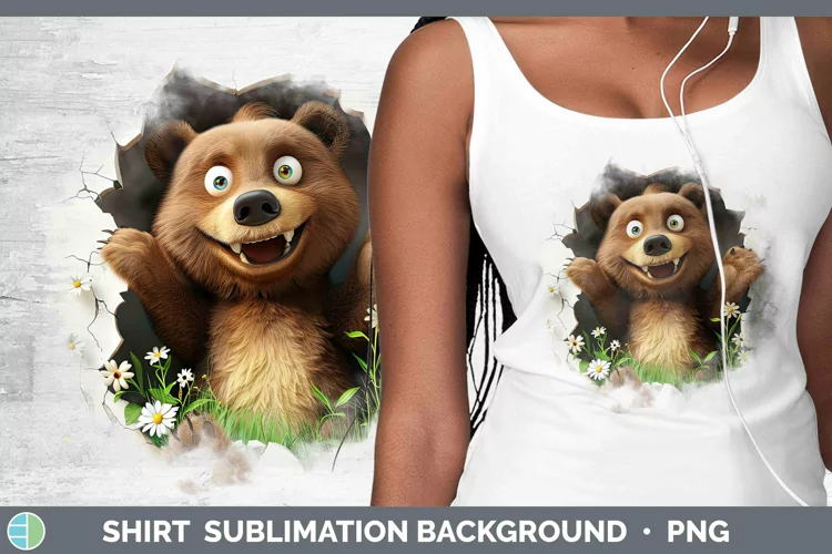 3D Hole in the Wall Bear Shirt Sublimation Sublimation Backg