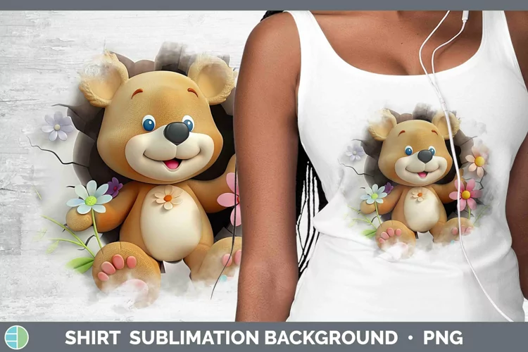 3D Hole in the Wall Bear Shirt Sublimation Sublimation Backg