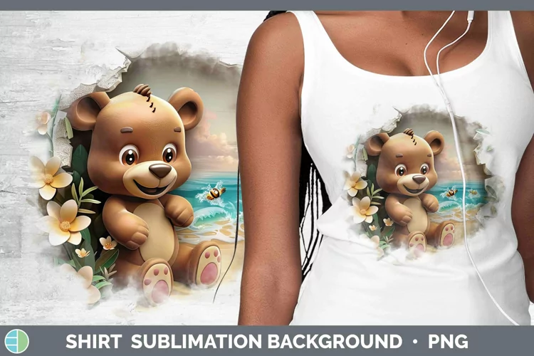 3D Hole in the Wall Bear Shirt Sublimation Sublimation Backg