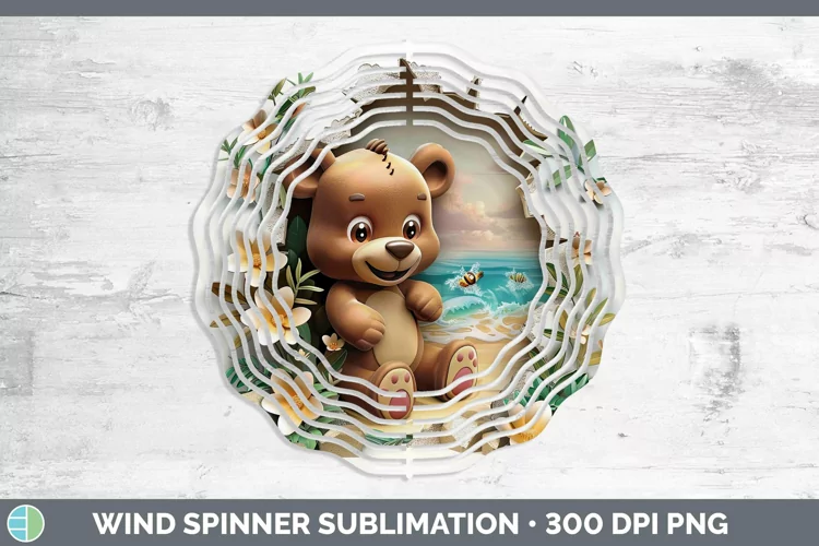 3D Hole in the Wall Bear Wind Spinner Sublimation Spinner De