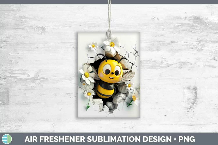 3D Hole in the Wall Bee Air Freshener | Sublimation Car Fres