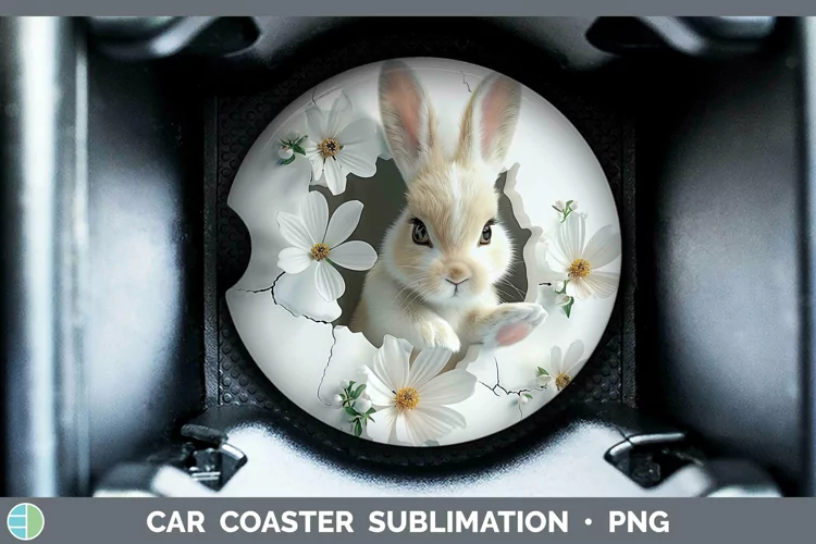 3D Hole in the Wall Bunny Car Coaster Sublimation Coaster De