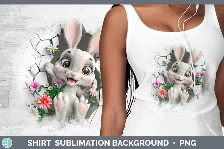 3D Hole in the Wall Bunny Shirt Sublimation Sublimation Back