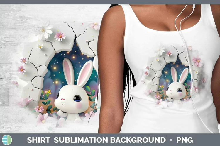 3D Hole in the Wall Bunny Shirt Sublimation Sublimation Back