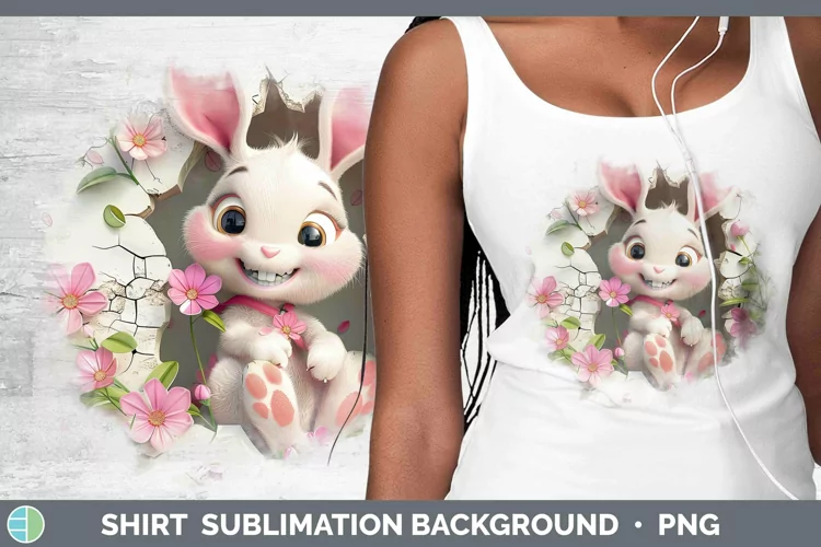 3D Hole in the Wall Bunny Shirt Sublimation Sublimation Back