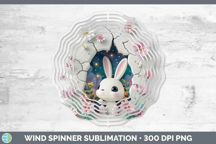 3D Hole in the Wall Bunny Wind Spinner Sublimation Spinner D