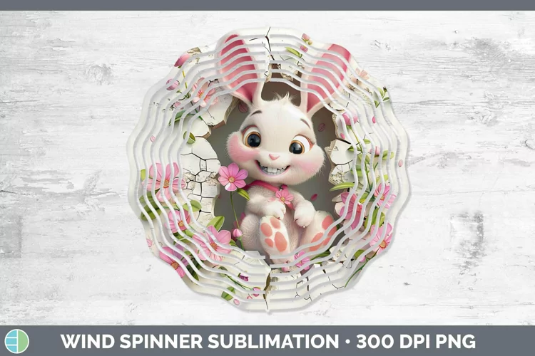 3D Hole in the Wall Bunny Wind Spinner Sublimation Spinner D