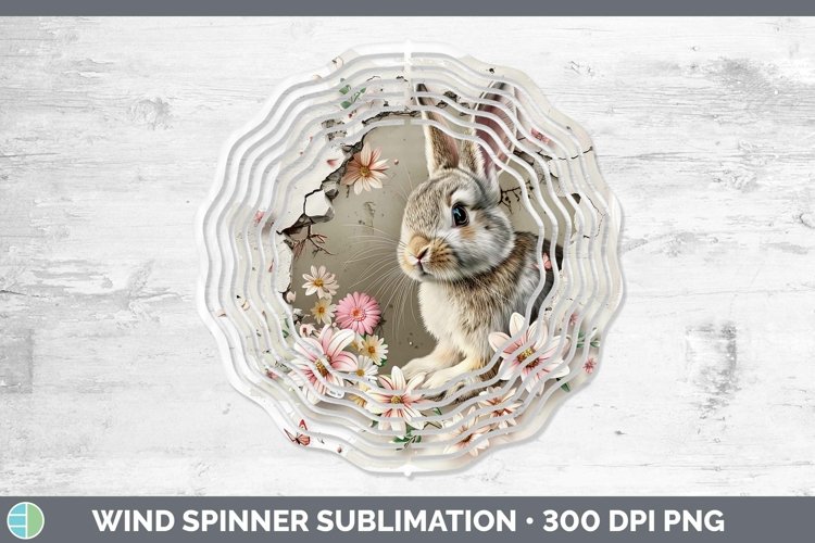 3D Hole in the Wall Bunny Wind Spinner Sublimation Spinner D