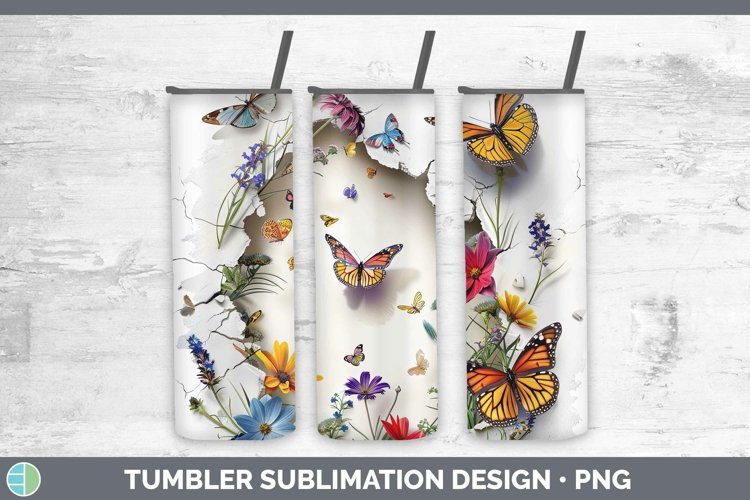 3D Hole in the Wall Butterfly Tumbler | Sublimation 20 oz Sk