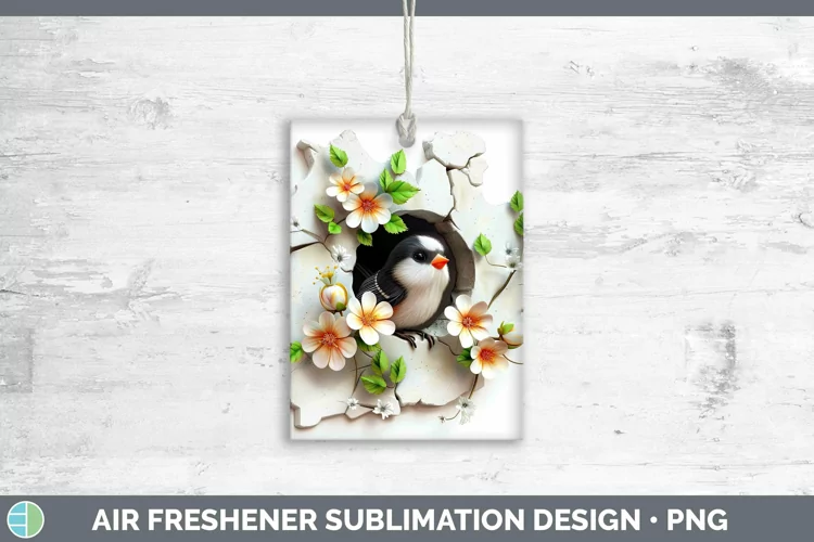 3D Hole in the Wall Chickadee Air Freshener | Sublimation Ca
