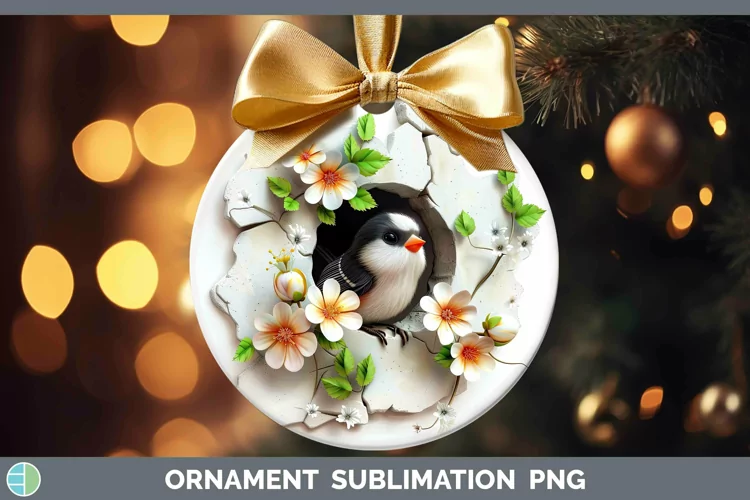 3D Hole in the Wall Chickadee Ornament | Sublimation Bauble