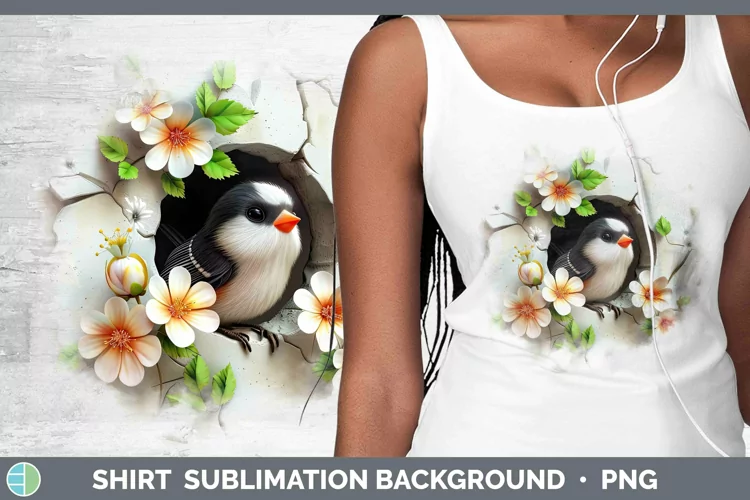 3D Hole in the Wall Chickadee Shirt | Sublimation Sublimatio