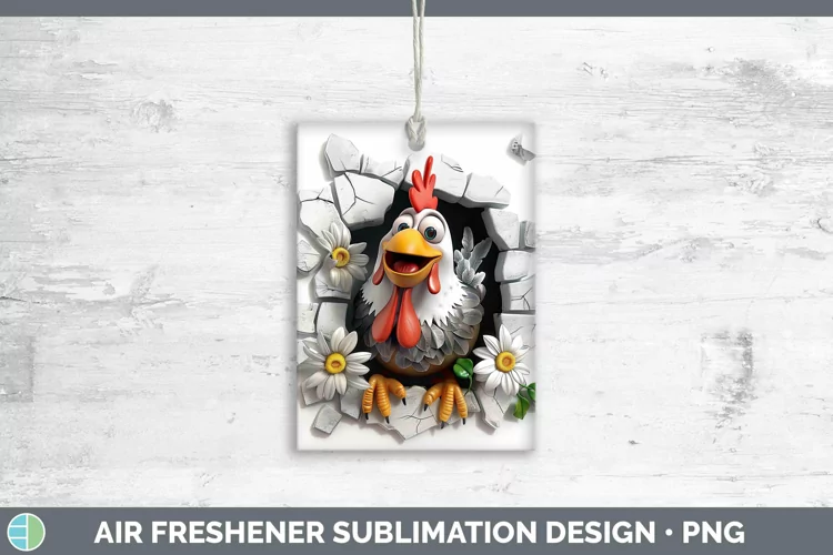 3D Hole in the Wall Chicken Air Freshener | Sublimation Car