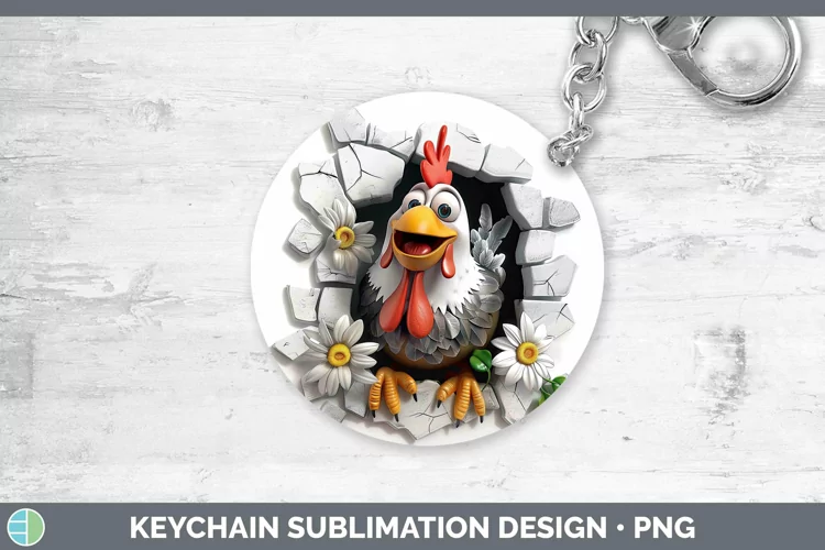 3D Hole in the Wall Chicken Keychain | Sublimation Keyring D