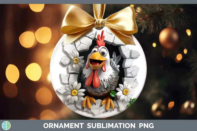 3D Hole in the Wall Chicken Ornament | Sublimation Bauble De