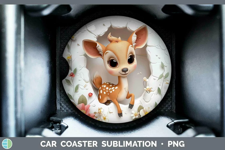 3D Hole in the Wall Deer Car Coaster Sublimation Coaster Des